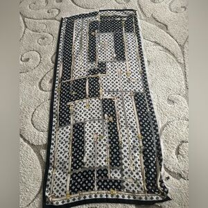 Black & White Patterned Women's Scarf - Gold Accent